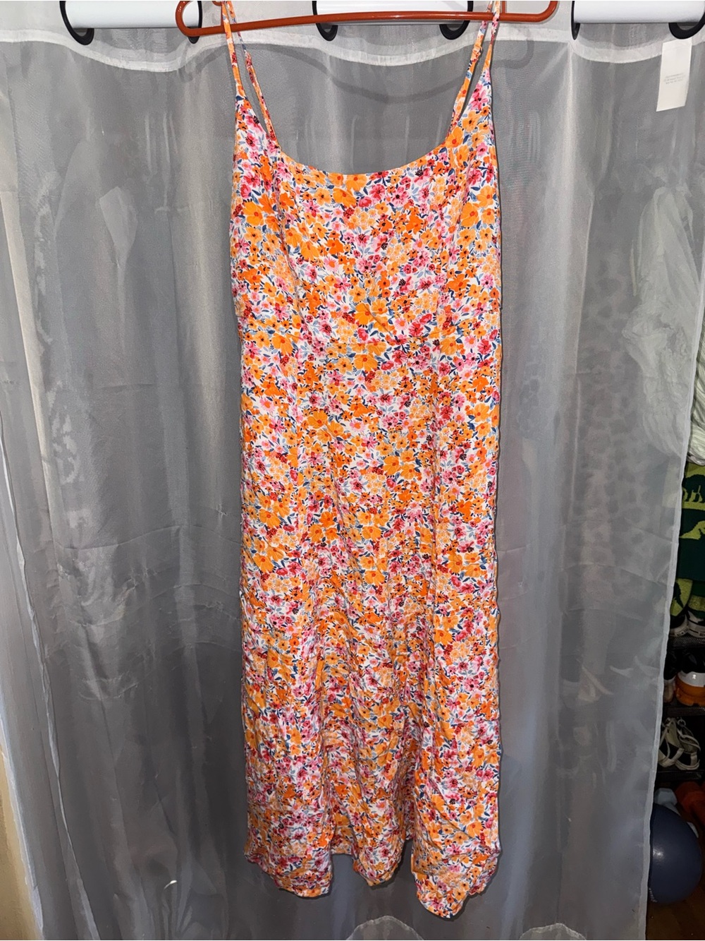 Old Navy Orange Floral Midi Dress